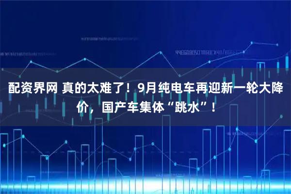 配资界网 真的太难了！9月纯电车再迎新一轮大降价，国产车集体“跳水”！